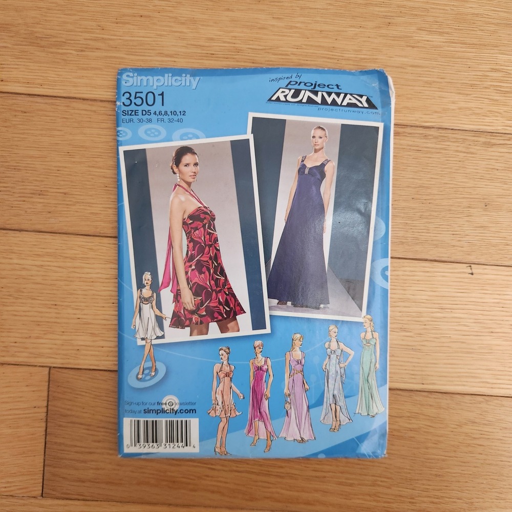 Simplicity 3501 Project Runway Misses Dress Sewing Pattern Size 4-12‎